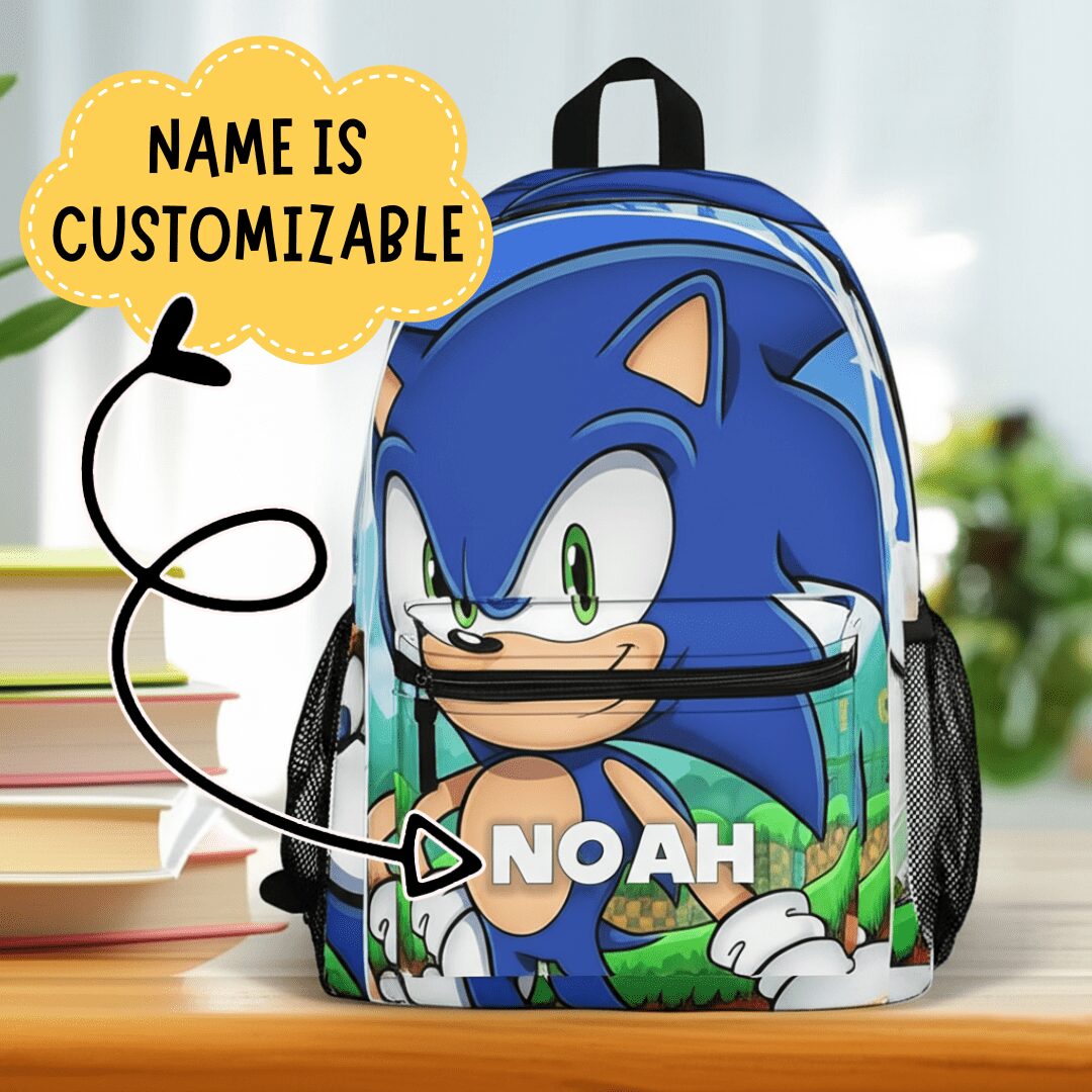 Personalized Sonic the Hedgehog Kids School Bag