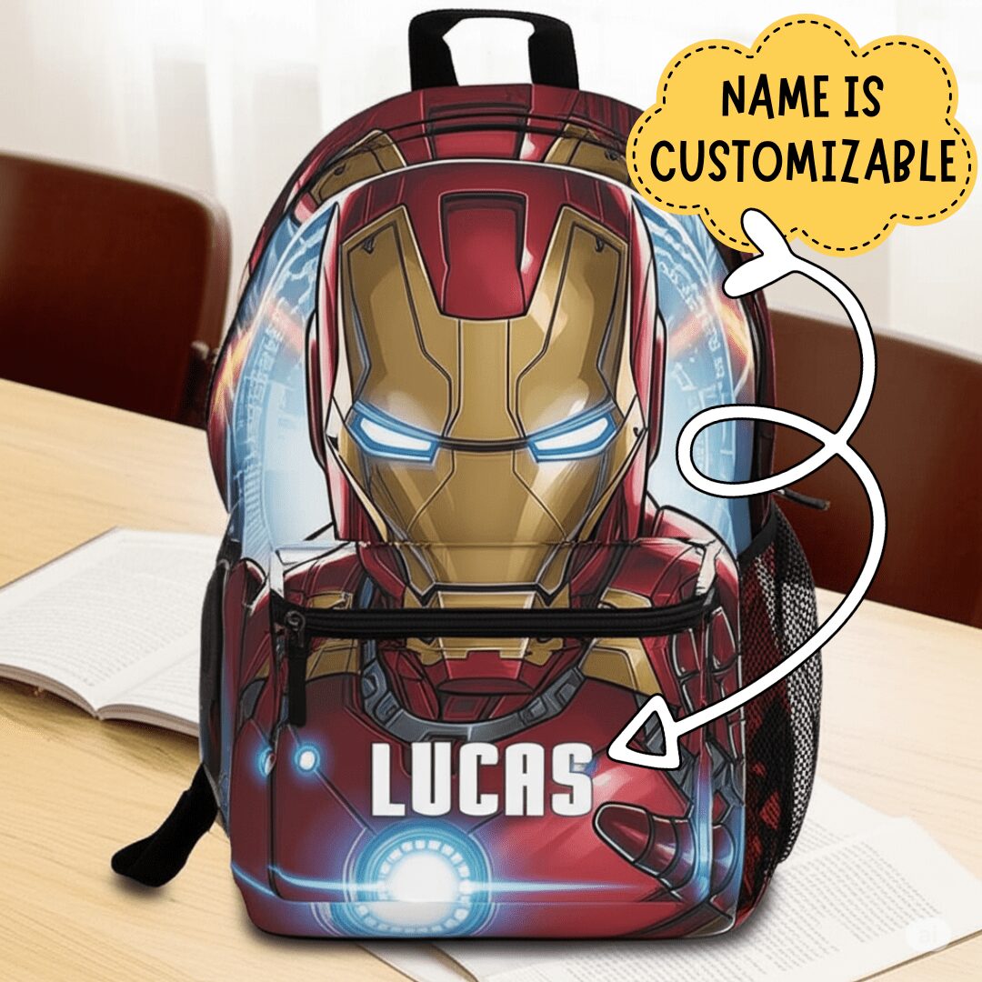 Personalized Iron Man Kids School Bag