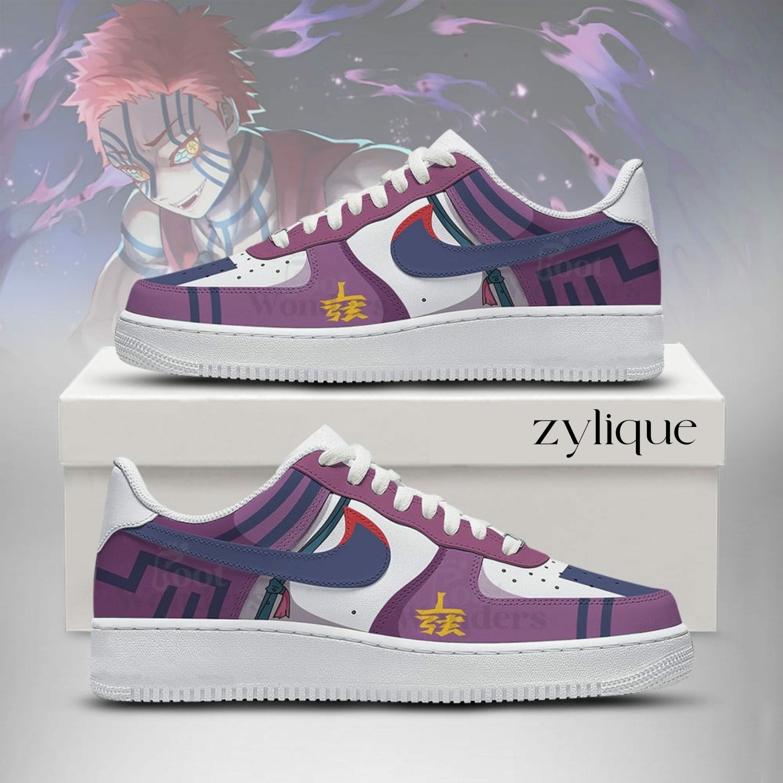 Akaza Demon Slayer AF1 Style Shoes