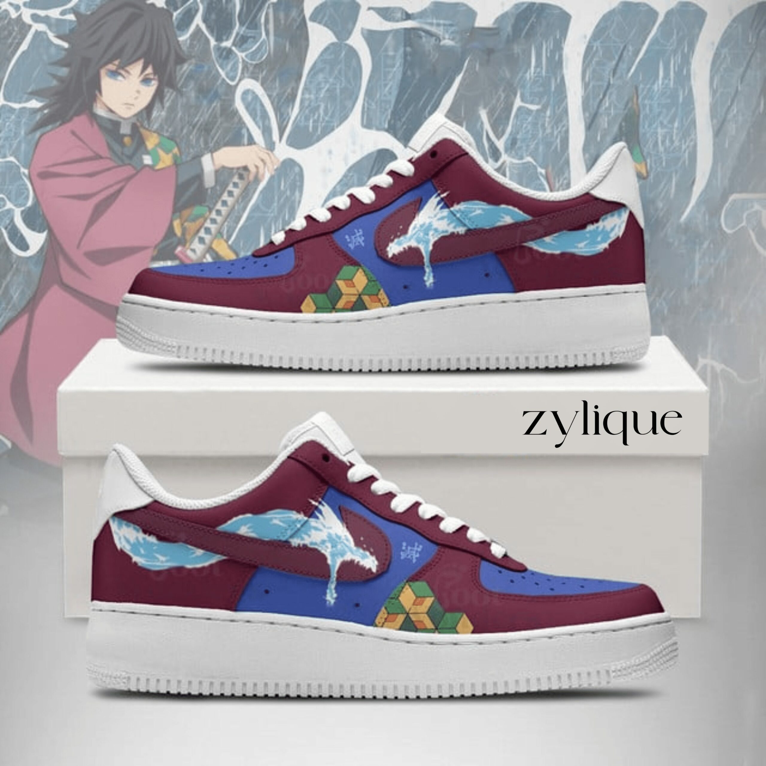 Giyu-Tomioka Demon Slayer AF1 Style Shoes