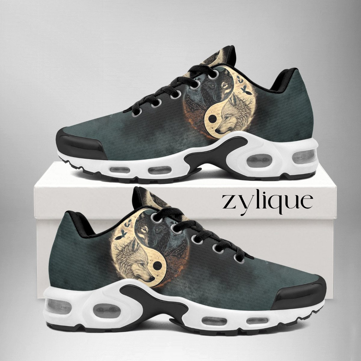 Wolf Black & White Tattoo AM Shoes - Trending Shoes